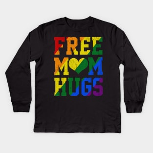 Rainbow free mom hugs heart lgbt pride Kids Long Sleeve T-Shirt